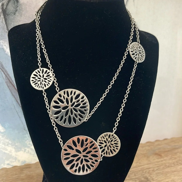 Bundle 3 Express Necklaces silver rose gold tone rhinestones pendants long chain - Picture 5 of 16